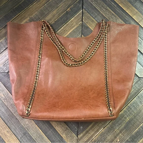 Altar'd State Brown Vegan Leather tote purse with pouch. - Picture 2 of 15